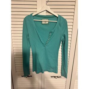 VINTAGE Y2K AEROPOSTALE TURQ PREPPY 2000S BUTTON HENLEY SZ L‎
